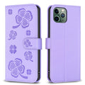 Four-leaf Embossed Leather Phone Case, For iPhone 11 Pro, For iPhone X / XS, For iPhone XR, For iPhone XS Max