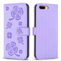 Four-leaf Embossed Leather Phone Case, For iPhone 7 Plus / 8 Plus