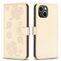 Four-leaf Embossed Leather Phone Case, For iPhone 14 Plus, For iPhone 14, For iPhone 14 Pro, For iPhone 14 Pro Max
