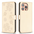 Four-leaf Embossed Leather Phone Case, For iPhone 16 Pro Max, For iPhone 16 Pro, For iPhone 16 Plus, For iPhone 16