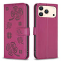 Four-leaf Embossed Leather Phone Case, For iPhone 18 Pro/17 Pro, For iPhone 18 Pro Max/17 Pro Max, For iPhone 17, For iPhone 17 Air