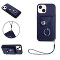Organ Card Bag Ring Holder PU Phone Case with Lanyard, For iPhone 13 mini, For iPhone 12, For iPhone 12 Pro Max, For iPhone 12 Pro
