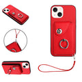Organ Card Bag Ring Holder PU Phone Case with Lanyard, For iPhone 13 mini, For iPhone 12, For iPhone 12 Pro Max, For iPhone 12 Pro