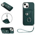 Organ Card Bag Ring Holder PU Phone Case with Lanyard, For iPhone 13 mini, For iPhone 12, For iPhone 12 Pro Max, For iPhone 12 Pro