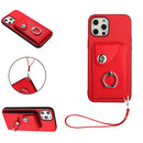 Organ Card Bag Ring Holder PU Phone Case with Lanyard, For iPhone 13 mini, For iPhone 12, For iPhone 12 Pro Max, For iPhone 12 Pro