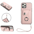 Organ Card Bag Ring Holder PU Phone Case with Lanyard, For iPhone 13 mini, For iPhone 12, For iPhone 12 Pro Max, For iPhone 12 Pro