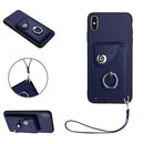 Organ Card Bag Ring Holder PU Phone Case with Lanyard, For iPhone XS / X, For iPhone XR, For iPhone XS Max, For iPhone 8 Plus / 7 Plus