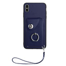 Organ Card Bag Ring Holder PU Phone Case with Lanyard, For iPhone XS / X, For iPhone XR, For iPhone XS Max, For iPhone 8 Plus / 7 Plus