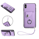 Organ Card Bag Ring Holder PU Phone Case with Lanyard, For iPhone XS / X, For iPhone XR, For iPhone XS Max, For iPhone 8 Plus / 7 Plus
