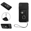 Organ Card Bag Ring Holder PU Phone Case with Lanyard, For iPhone XS / X, For iPhone XR, For iPhone XS Max, For iPhone 8 Plus / 7 Plus