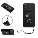 Organ Card Bag Ring Holder PU Phone Case with Lanyard, For iPhone XS / X, For iPhone XR, For iPhone XS Max, For iPhone 8 Plus / 7 Plus
