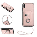 Organ Card Bag Ring Holder PU Phone Case with Lanyard, For iPhone XS / X, For iPhone XR, For iPhone XS Max, For iPhone 8 Plus / 7 Plus