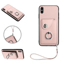 Organ Card Bag Ring Holder PU Phone Case with Lanyard, For iPhone XS / X, For iPhone XR, For iPhone XS Max, For iPhone 8 Plus / 7 Plus