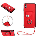 Organ Card Bag Ring Holder PU Phone Case with Lanyard, For iPhone XS / X, For iPhone XR, For iPhone XS Max, For iPhone 8 Plus / 7 Plus