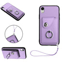 Organ Card Bag Ring Holder PU Phone Case with Lanyard, For iPhone XS / X, For iPhone XR, For iPhone XS Max, For iPhone 8 Plus / 7 Plus