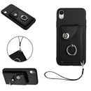 Organ Card Bag Ring Holder PU Phone Case with Lanyard, For iPhone XS / X, For iPhone XR, For iPhone XS Max, For iPhone 8 Plus / 7 Plus