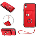 Organ Card Bag Ring Holder PU Phone Case with Lanyard, For iPhone XS / X, For iPhone XR, For iPhone XS Max, For iPhone 8 Plus / 7 Plus
