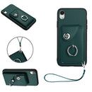 Organ Card Bag Ring Holder PU Phone Case with Lanyard, For iPhone XS / X, For iPhone XR, For iPhone XS Max, For iPhone 8 Plus / 7 Plus