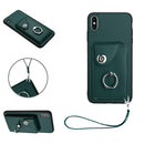 Organ Card Bag Ring Holder PU Phone Case with Lanyard, For iPhone XS / X, For iPhone XR, For iPhone XS Max, For iPhone 8 Plus / 7 Plus