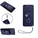 Organ Card Bag Ring Holder PU Phone Case with Lanyard, For iPhone XS / X, For iPhone XR, For iPhone XS Max, For iPhone 8 Plus / 7 Plus