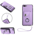 Organ Card Bag Ring Holder PU Phone Case with Lanyard, For iPhone XS / X, For iPhone XR, For iPhone XS Max, For iPhone 8 Plus / 7 Plus