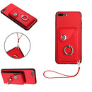 Organ Card Bag Ring Holder PU Phone Case with Lanyard, For iPhone XS / X, For iPhone XR, For iPhone XS Max, For iPhone 8 Plus / 7 Plus