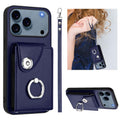 Organ Card Bag Ring Holder PU Phone Case with Lanyard, For iPhone 17 Pro Max, For iPhone 17 Pro, For iPhone 17, For iPhone Air