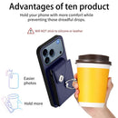 Organ Card Bag Ring Holder PU Phone Case with Lanyard, For iPhone 17 Pro Max, For iPhone 17 Pro, For iPhone 17, For iPhone Air