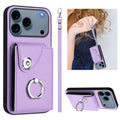 Organ Card Bag Ring Holder PU Phone Case with Lanyard, For iPhone 17 Pro Max, For iPhone 17 Pro, For iPhone 17, For iPhone Air