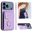 Organ Card Bag Ring Holder PU Phone Case with Lanyard, For iPhone 17 Pro Max, For iPhone 17 Pro, For iPhone 17, For iPhone Air