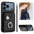 Organ Card Bag Ring Holder PU Phone Case with Lanyard, For iPhone 17 Pro Max, For iPhone 17 Pro, For iPhone 17, For iPhone Air