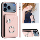 Organ Card Bag Ring Holder PU Phone Case with Lanyard, For iPhone 17 Pro Max, For iPhone 17 Pro, For iPhone 17, For iPhone Air