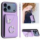 Organ Card Bag Ring Holder PU Phone Case with Lanyard, For iPhone 17 Pro Max, For iPhone 17 Pro, For iPhone 17, For iPhone Air