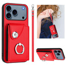 Organ Card Bag Ring Holder PU Phone Case with Lanyard, For iPhone 17 Pro Max, For iPhone 17 Pro, For iPhone 17, For iPhone Air