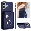 Organ Card Bag Ring Holder PU Phone Case with Lanyard, For iPhone 17 Pro Max, For iPhone 17 Pro, For iPhone 17, For iPhone Air