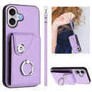 Organ Card Bag Ring Holder PU Phone Case with Lanyard, For iPhone 17 Pro Max, For iPhone 17 Pro, For iPhone 17, For iPhone Air