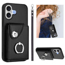 Organ Card Bag Ring Holder PU Phone Case with Lanyard, For iPhone 17 Pro Max, For iPhone 17 Pro, For iPhone 17, For iPhone Air