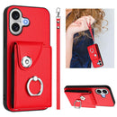 Organ Card Bag Ring Holder PU Phone Case with Lanyard, For iPhone 17 Pro Max, For iPhone 17 Pro, For iPhone 17, For iPhone Air