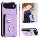 Organ Card Bag Ring Holder PU Phone Case with Lanyard, For iPhone 17 Pro Max, For iPhone 17 Pro, For iPhone 17, For iPhone Air