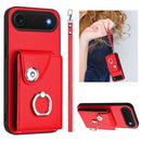 Organ Card Bag Ring Holder PU Phone Case with Lanyard, For iPhone 17 Pro Max, For iPhone 17 Pro, For iPhone 17, For iPhone Air