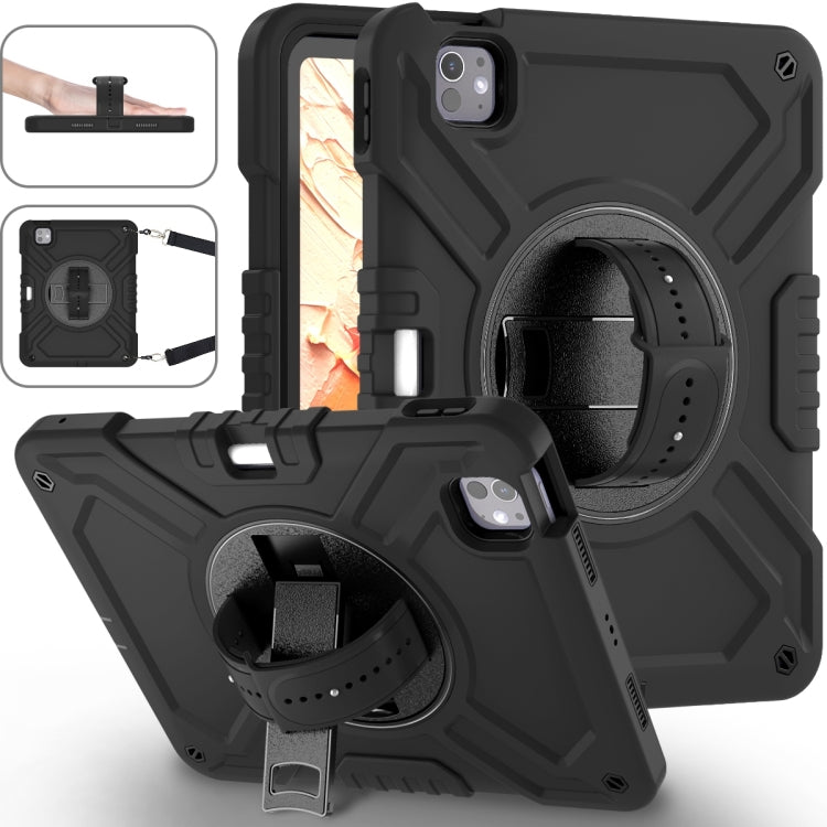 X Rotation PC Hybrid Silicone Tablet Case with Strap, For iPad 11th Gen 2025 A16