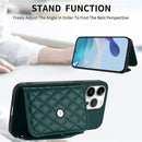 Rhombic Texture Card Bag RFID Phone Case with Long Lanyard, For iPhone 16 Pro Max, For iPhone 16 Pro, For iPhone 16 Plus, For iPhone 16