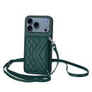 Rhombic Texture Card Bag RFID Phone Case with Long Lanyard, For iPhone 17 Pro Max, For iPhone 17 Pro, For iPhone 17, For iPhone Air