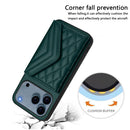 Rhombic Texture Card Bag RFID Phone Case with Long Lanyard, For iPhone 17 Pro Max, For iPhone 17 Pro, For iPhone 17, For iPhone Air