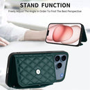 Rhombic Texture Card Bag RFID Phone Case with Long Lanyard, For iPhone 17 Pro Max, For iPhone 17 Pro, For iPhone 17, For iPhone Air