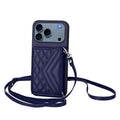 Rhombic Texture Card Bag RFID Phone Case with Long Lanyard, For iPhone 17 Pro Max, For iPhone 17 Pro, For iPhone 17, For iPhone Air