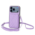 Rhombic Texture Card Bag RFID Phone Case with Long Lanyard, For iPhone 17 Pro Max, For iPhone 17 Pro, For iPhone 17, For iPhone Air