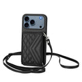 Rhombic Texture Card Bag RFID Phone Case with Long Lanyard, For iPhone 17 Pro Max, For iPhone 17 Pro, For iPhone 17, For iPhone Air