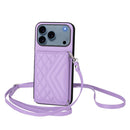 Rhombic Texture Card Bag RFID Phone Case with Long Lanyard, For iPhone 17 Pro Max, For iPhone 17 Pro, For iPhone 17, For iPhone Air