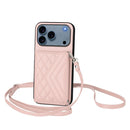 Rhombic Texture Card Bag RFID Phone Case with Long Lanyard, For iPhone 17 Pro Max, For iPhone 17 Pro, For iPhone 17, For iPhone Air